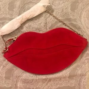 Charlotte Olympia Kiss Purse suede shoulder bag